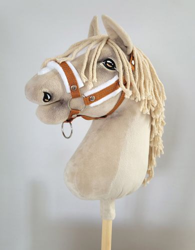 Die Verstellbare Halfter für Hobby Horse A3 - ginger mit weißem Pelz