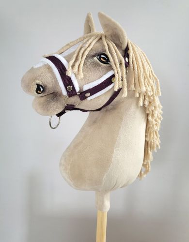 Kantar regulowany dla konia Hobby Horse A3 śliwkowy białym futerkiem