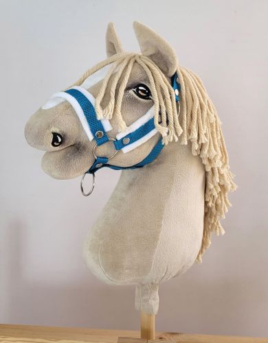 Die Verstellbare Halfter für Hobby Horse A3 - türkis mit weißem Pelz