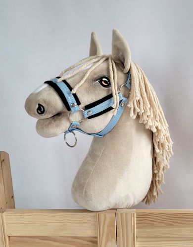 Kantar regulowany dla konia Hobby Horse A3 błękitny z czarnym futerkiem