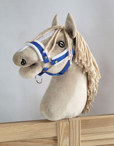 Kantar regulowany dla konia Hobby Horse A3 niebieski z białym futerkiem