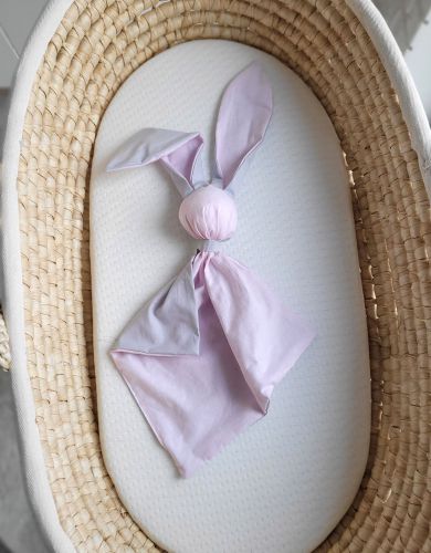 Soft cosy cuddly bunny blanket in cotton - Pink/ grey