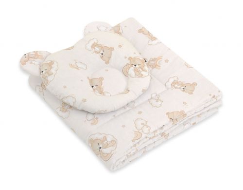 Decke mit Kissen Teddybär - set 2tlg - Rainbow beige bear