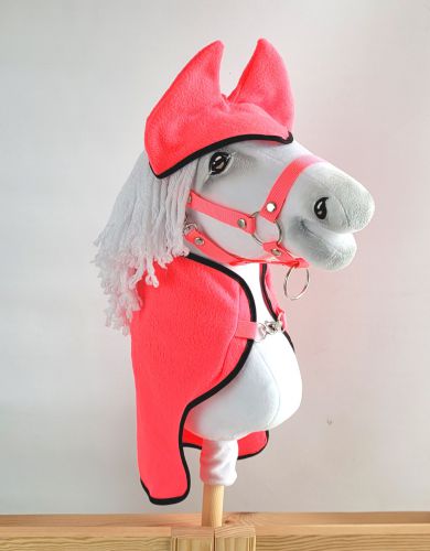 Set für Hobby Horse A4: Fleecedecke + Ohrenschützern - neon pink