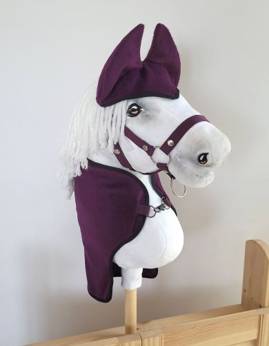 Set for Hobby Horse A4: Fleece blanket + earmuffs - plum