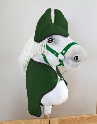 Set for Hobby Horse A3: Fleece blanket + earmuffs - green