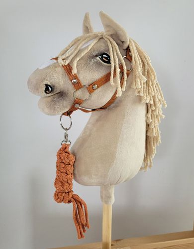Set for Hobby Horse: the halter A3 + Tether made of cord - ginger