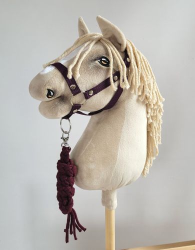 Set for Hobby Horse: the halter A3 + Tether made of cord - plum