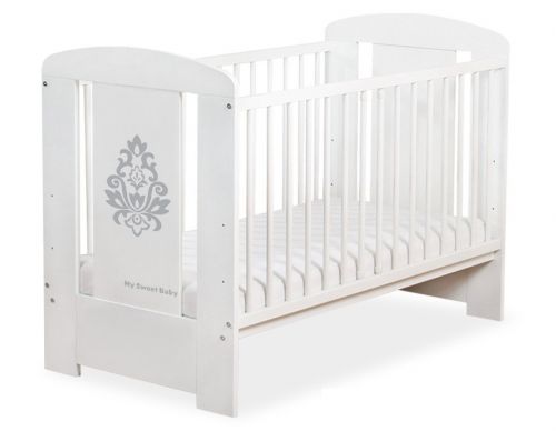 Drewniane łóżeczko dla niemowląt 120x60cm Glamour biało-szare