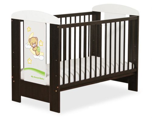 Drewniane łóżeczko dla niemowląt 120x60cm Dobranoc brązowo-zielone