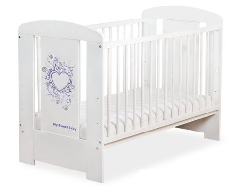 Drewniane łóżeczko dla niemowląt 120x60cm Chic biało-fioletowe