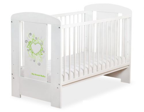 Drewniane łóżeczko dla niemowląt 120x60cm Chic biało-zielone