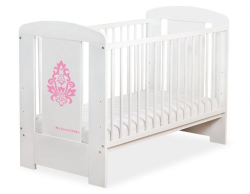 Drewniane łóżeczko dla niemowląt 120x60cm Glamour biało-różowe
