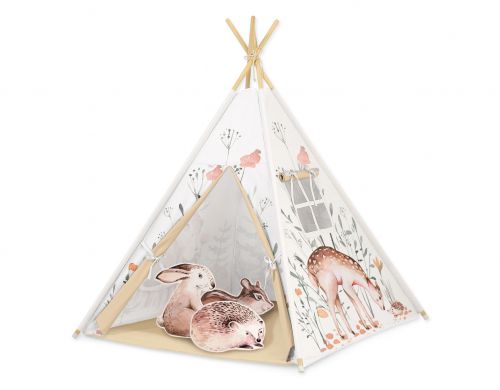 Tepee tent PREMIUM Forest Tales - set with mat and pillows