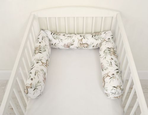 Ochraniacz wałek do łóżeczka niemowlęcego - woodland olive