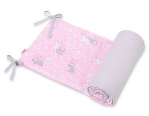 Universal doppelseitig Kopfschutz für Kinderbett - rosa rabbits