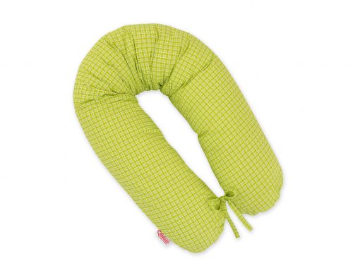 Poduszka ciążowa Longer dla kobiet w ciąży do spania - Kratka zielona