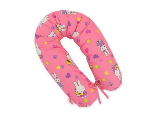 Poduszka ciążowa Longer dla kobiet w ciąży do spania - Hallo rabbit pink