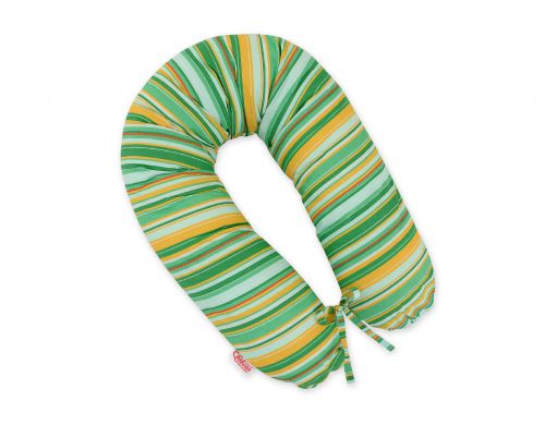 Poduszka ciążowa Longer dla kobiet w ciąży do spania - Paseczki zielono-żółte