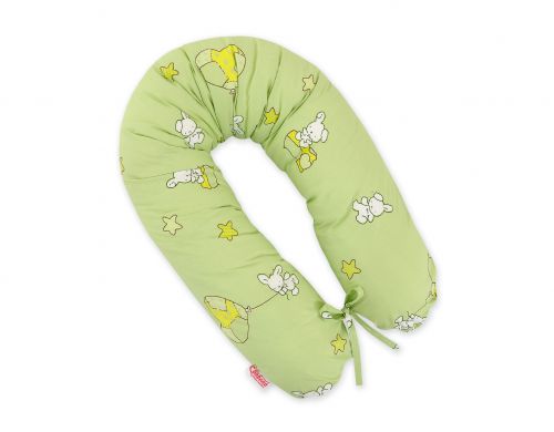 Poduszka ciążowa Longer dla kobiet w ciąży do spania - Miś z balonikiem zielony