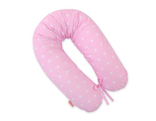 Poduszka ciążowa Longer dla kobiet w ciąży do spania- Gwiazdki różowe