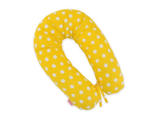 Poduszka ciążowa Longer dla kobiet w ciąży do spania - Duże grochy na żółtym