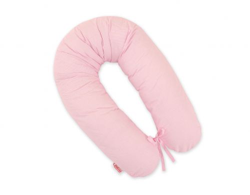 Poduszka ciążowa Longer dla kobiet w ciąży do spania - Paseczki różowe