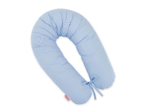 Poduszka ciążowa Longer dla kobiet w ciąży do spania - Paseczki niebieskie