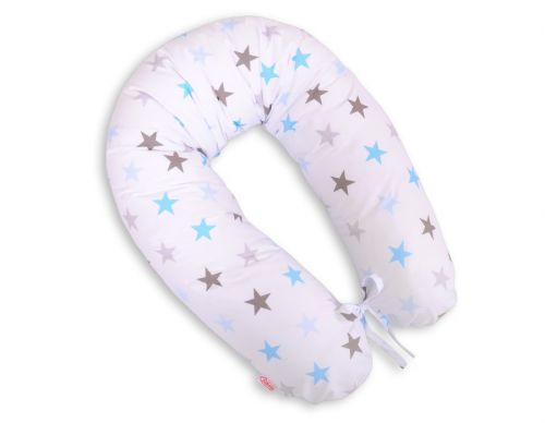 Poduszka ciążowa Longer dla kobiet w ciąży do spania - Gwiazdy szaro-niebieskie