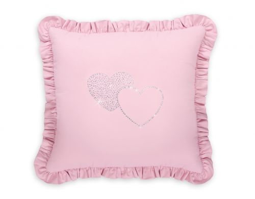 Dekoracyjna poduszka z aplikacją - różowy
