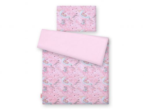 Pościel dla niemowląt 2-częściowa bawełniana - jednorożce różowe