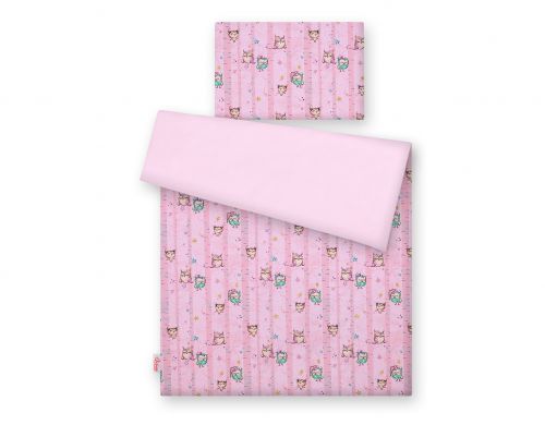 Pościel dla niemowląt 2-częściowa bawełniana - sówki różowe