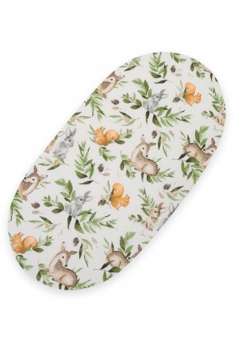 Sheet made of cotton for moses basket mattress 75x35 cm - Woodland green