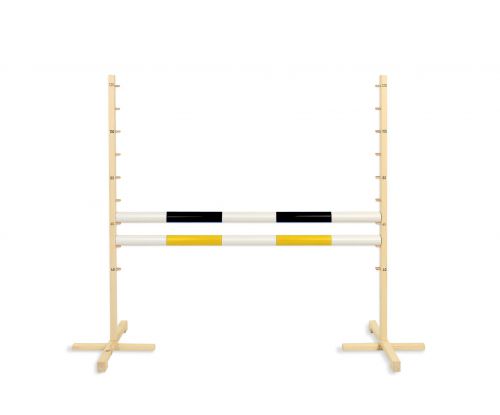 Jumping obstacle for Hobby Horse 120cm, with two beams black and yellow