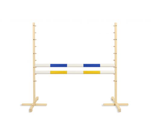 Jumping obstacle for Hobby Horse 120cm, with two beams - blue and yellow