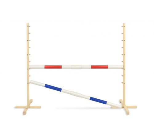 Jumping obstacle for Hobby Horse 160 cm, h-120 cm, with two bars red and blue