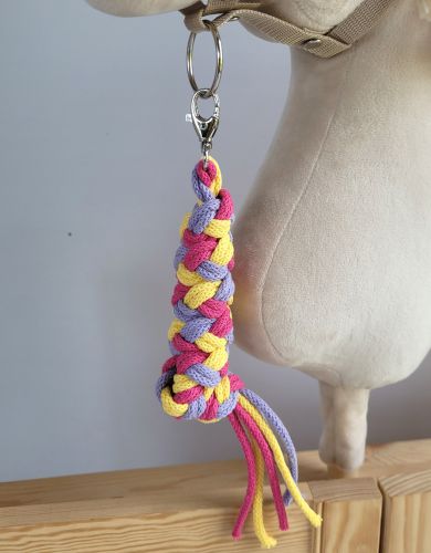 Tether for Hobby Horse made of double-twine cord - dark pink/purple/yellow