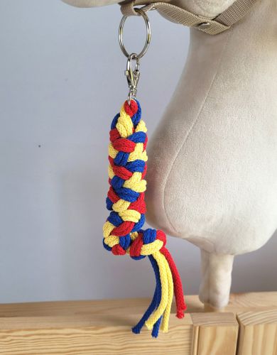 Tether for Hobby Horse made of double-twine cord - red/ cornflower/ yellow