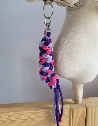 Tether for Hobby Horse made of double-twine cord - dunkelrosa/violett/dunkellila