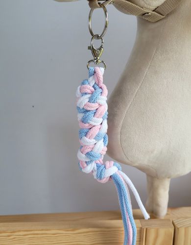 Uwiąz dla Hobby Horse ze sznurka – błękit/ jasny róż/ biały