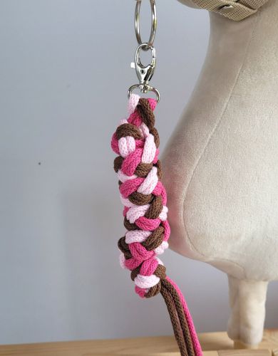 Tether for Hobby Horse made of double - light pink/dark pink/brown