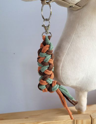 Tether for Hobby Horse made of double - pistachio/brown/ terracotta
