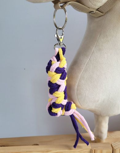 Tether for Hobby Horse made of double - light pink/dark purple/yellow