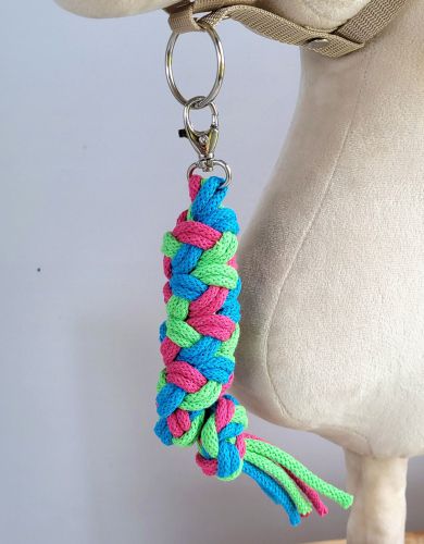 Tether for Hobby Horse made of double - light green/turquoise/dark pink