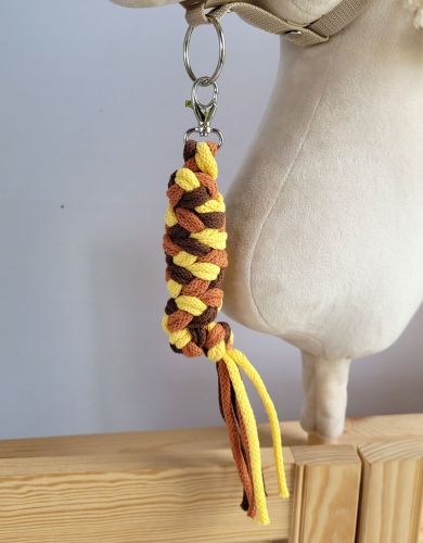 Tether for Hobby Horse made of double - yellow/ terracotta/brown