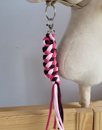 Tether for Hobby Horse made of double - light pink/dark pink/maroon
