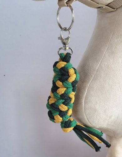 Tether for Hobby Horse made of double - mustard/ green/ bottle green