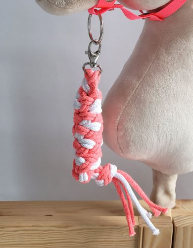 Uwiąz dla Hobby Horse ze sznurka – neon pink/ biały