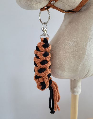 Tether for Hobby Horse made of double-twine cord - black- ginger