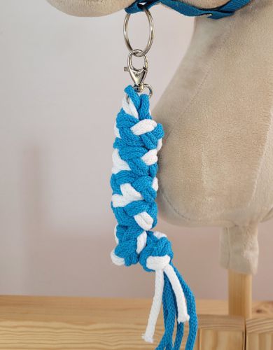 Tether for Hobby Horse made of double-twine cord - white- turquoise